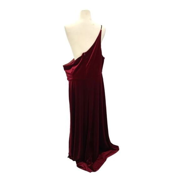 After Six One-Shoulder Cabernet Velvet Gown Size 22W NWT - Picture 7 of 7